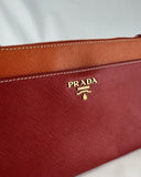 PRADA Tri-Color Saffiano Leather Zippered Portfolio Clutch Document Holder