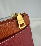 PRADA Tri-Color Saffiano Leather Zippered Portfolio Clutch Document Holder