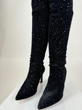 Pancaldi Black Sequin Stretch Pull on Boots Size 41