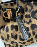 Salvatore Ferragamo Brown Animal Print Calf Hair Large Tote