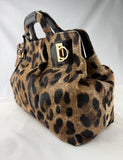 Salvatore Ferragamo Brown Animal Print Calf Hair Large Tote
