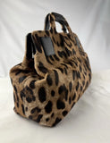 Salvatore Ferragamo Brown Animal Print Calf Hair Large Tote