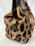Salvatore Ferragamo Brown Animal Print Calf Hair Large Tote