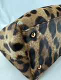Salvatore Ferragamo Brown Animal Print Calf Hair Large Tote