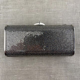 Judith Leiber Silver Sequin Hard Small Body Clutch comes w/ Strap