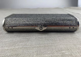 Judith Leiber Silver Sequin Hard Small Body Clutch comes w/ Strap
