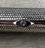 Judith Leiber Silver Sequin Hard Small Body Clutch comes w/ Strap