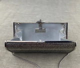 Judith Leiber Silver Sequin Hard Small Body Clutch comes w/ Strap
