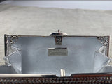 Judith Leiber Silver Sequin Hard Small Body Clutch comes w/ Strap