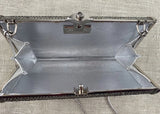 Judith Leiber Silver Sequin Hard Small Body Clutch comes w/ Strap