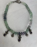 KARA VARIAN BAKER Sterling Silver Cross Charm Necklace Aquamarine Amethyst