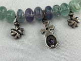 KARA VARIAN BAKER Sterling Silver Cross Charm Necklace Aquamarine Amethyst