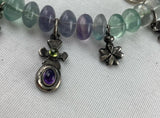 KARA VARIAN BAKER Sterling Silver Cross Charm Necklace Aquamarine Amethyst