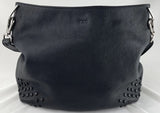 TOD’S Black Studded Leather Shoulder Bag With Dust Bag