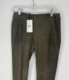 Lafayette 148 Dark Green Suede Leather Slim Pants Size 4 NWT