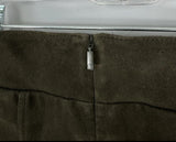 Lafayette 148 Dark Green Suede Leather Slim Pants Size 4 NWT