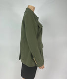 Veronica Beard Green Jacket With Pockets And Gold Buttons Size 8