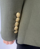 Veronica Beard Green Jacket With Pockets And Gold Buttons Size 8