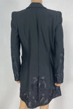 Alexis Embroidered Women's Black Coat Blazer Open Front Size XS