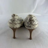 Manolo Blahnik Cream Grey Python Pointed Toe Pump Heel Shoe Size 37