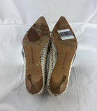 Manolo Blahnik Cream Grey Python Pointed Toe Pump Heel Shoe Size 37