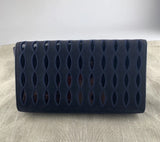 ALAIA Navy Blue Suede Mirror Clutch Evening Bag