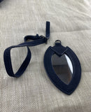 ALAIA Navy Blue Suede Mirror Clutch Evening Bag