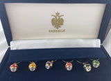 Faberge Egg Wine Glass Charms: Set of Six in Velvet Case