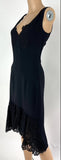 Stella McCartney V-Neck Sleeveless Lace Trim Knee Length Dress Black Size 40