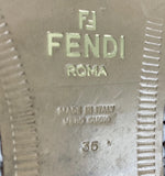 Fendi Vitello O'Lock Silver Leather Loafers Shoes 35