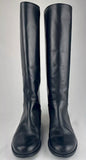 Fendi Black Leather Riding Boots With Alligator Trim Size 35