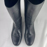 Fendi Black Leather Riding Boots With Alligator Trim Size 35