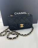Chanel Vintage CC Chain Flap Bag Quilted Satin Mini