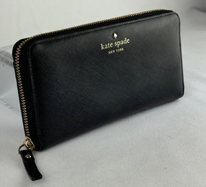 Kate Spade Black Leather Zip Around Wallet