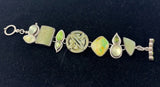 Echo of the Dreamer Sterling Silver Jade, Shell + Multi Green Gemstones Bracelet