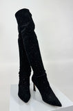 Pancaldi Black Sequin Stretch Pull on Boots Size 41