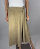 Ralph Lauren Tan Suede Wrap Skirt With Buckles Size 8 NEW
