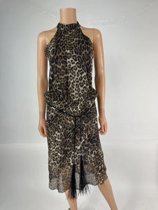 Nili Lotan Rebecca Silk Sleeveless Leopard Print Dress Size 6