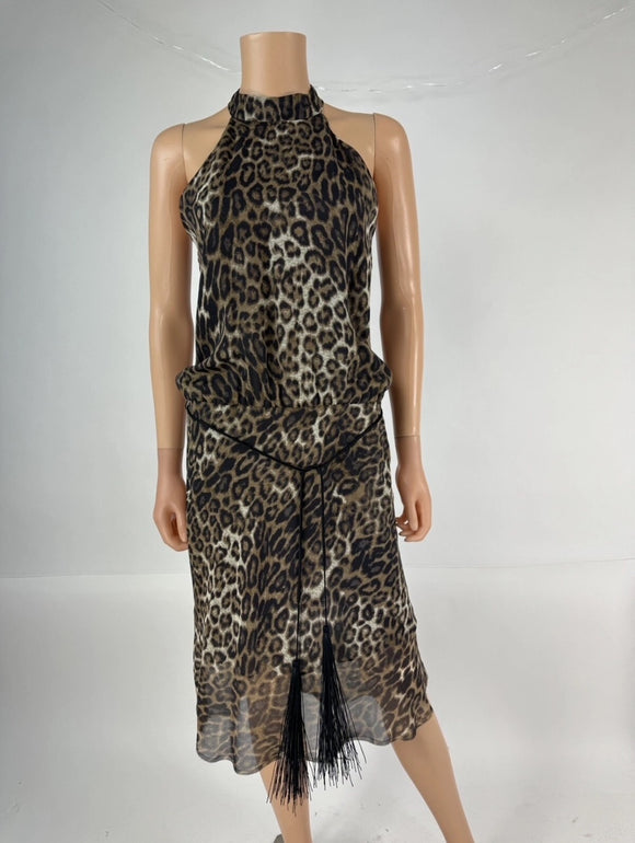 Nili Lotan Rebecca Silk Sleeveless Leopard Print Dress Size 6