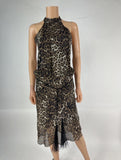 Nili Lotan Rebecca Silk Sleeveless Leopard Print Dress Size 6