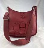 Hermes Red Clemence Leather Evelyne 33 C III GM Messenger Bag