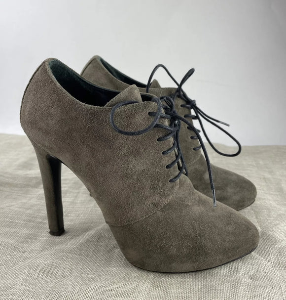 Giuseppe Zanotti x Thakoon Suede Lace Up Bootie Heels Size 37 / US 7