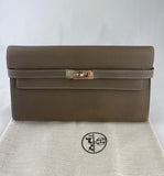 Hermes Kelly Wallet Long Taupe Epsom Silver Palladium Hardware