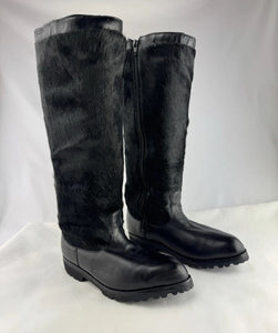 Vibram Gambite, Black Leather/Fur Tall Boots size 7.5