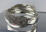 JOHN HARDY Sterling Silver Sapphire Bamboo Interlocking Wide Bangle Bracelet