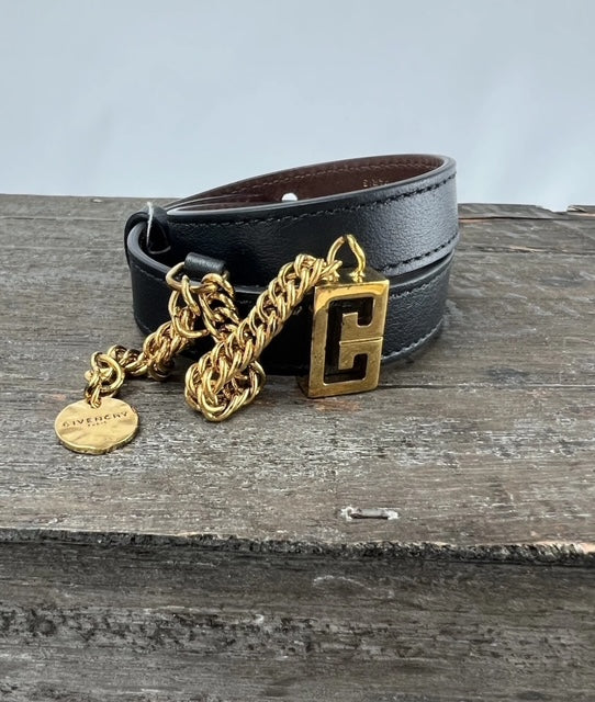 Givenchy Paris Leather Gold chain Wrap bracelet