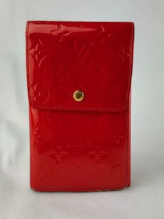 Louis Vuitton Red Patent Leather Vernis Leather Snap Wallet (No Strap)