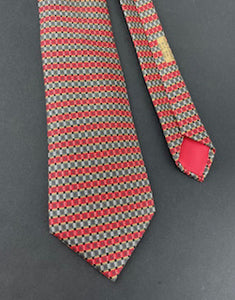 Hermes Tie Red Geometric Design