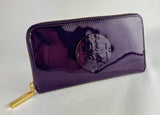 Tory Burch Purple Patent Leather Zip Around Wallet