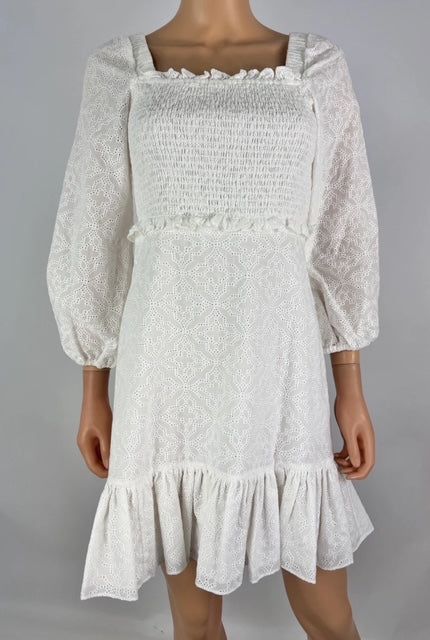 Veronica Beard Denise White Eyelet Dress Size 4